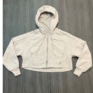 Gilly Hicks Go Recharge Women XXS Gray Cropped Full Zip Hoodie Fleece Sweatshirt